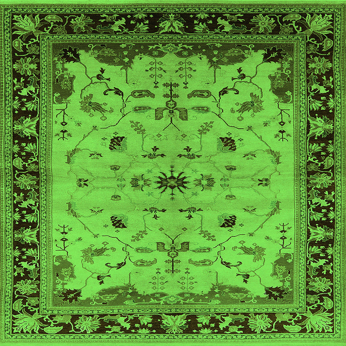Square Oriental Green Traditional Rug, urb901grn