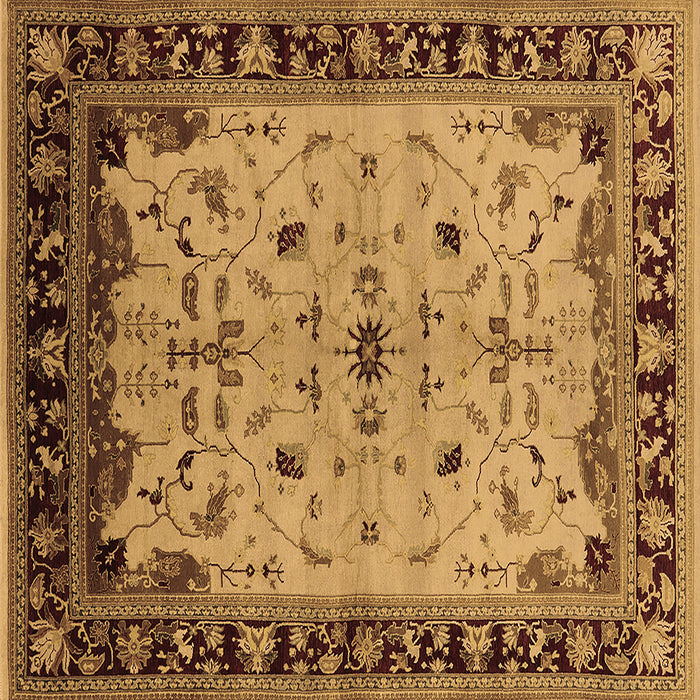 Square Oriental Brown Traditional Rug, urb901brn