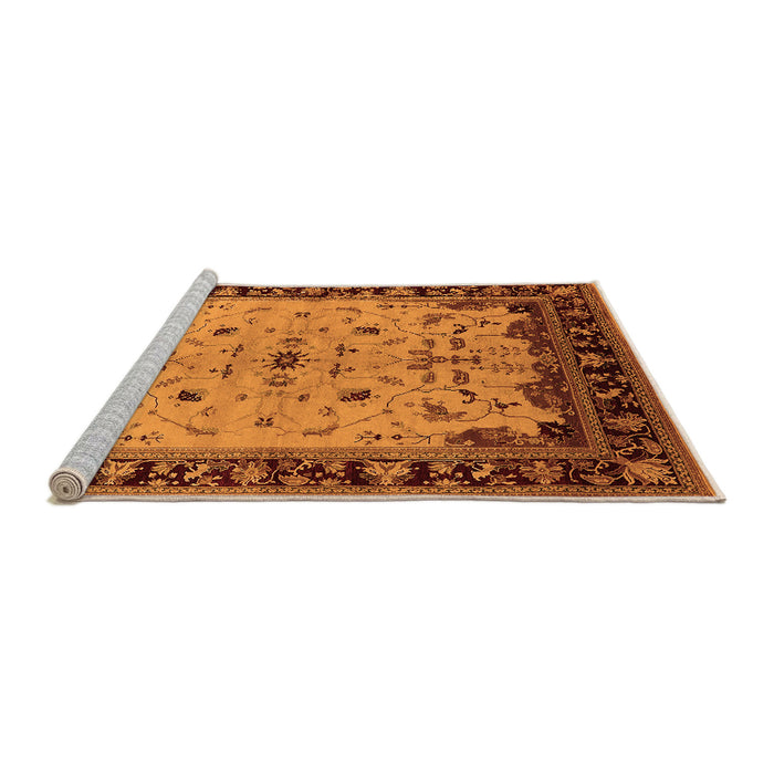 Sideview of Machine Washable Oriental Orange Traditional Area Rugs, wshurb901org