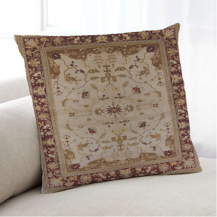 Lifestyle Image of Mid-Century Modern Urban Square SaddleBrown Throw Pillow, 18 inch by 18 inch, pwurb901