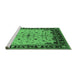 Sideview of Machine Washable Oriental Emerald Green Traditional Area Rugs, wshurb901emgrn