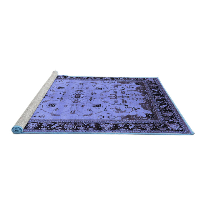 Sideview of Machine Washable Oriental Blue Traditional Rug, wshurb901blu