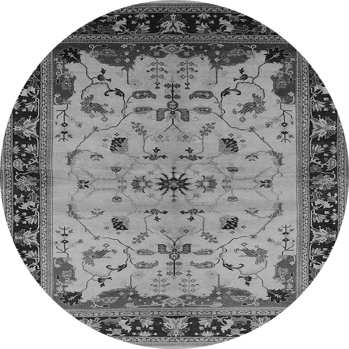 Round Oriental Gray Traditional Rug, urb901gry