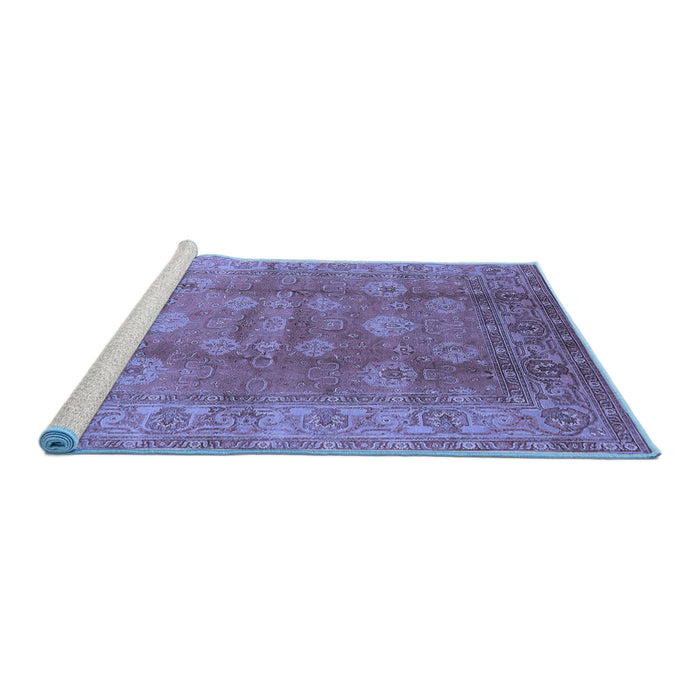 Sideview of Machine Washable Oriental Blue Traditional Rug, wshurb902blu
