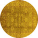 Round Oriental Yellow Traditional Rug, urb902yw