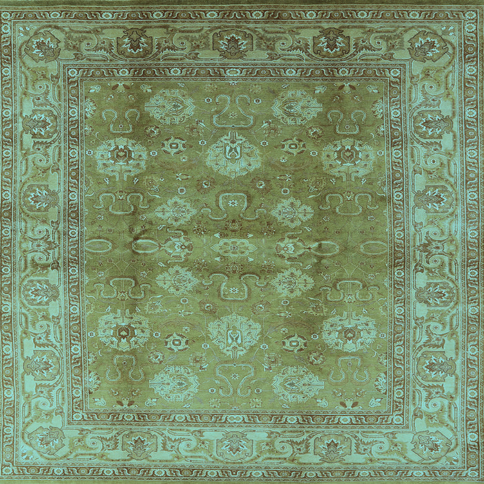 Square Machine Washable Oriental Light Blue Traditional Rug, wshurb902lblu