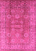 Machine Washable Oriental Pink Traditional Rug, wshurb902pnk