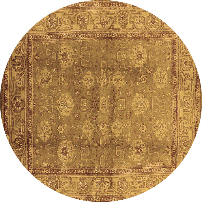 Round Oriental Brown Traditional Rug, urb902brn