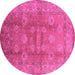 Round Oriental Pink Traditional Rug, urb902pnk