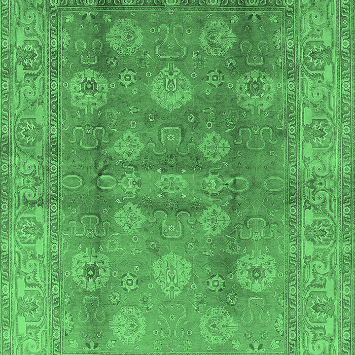 Machine Washable Oriental Emerald Green Traditional Area Rugs, wshurb902emgrn