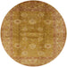 Round Mid-Century Modern Yellow Oriental Rug, urb902