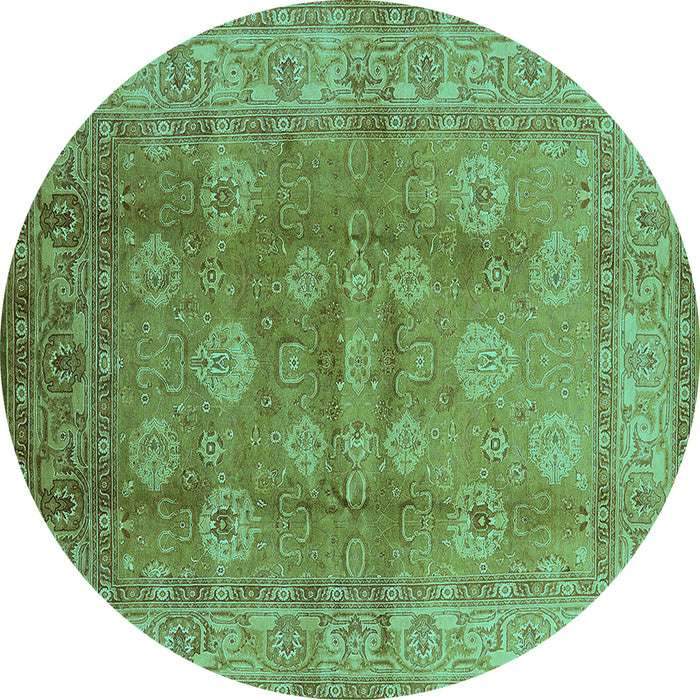 Round Oriental Turquoise Traditional Rug, urb902turq