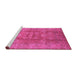 Sideview of Machine Washable Oriental Pink Traditional Rug, wshurb902pnk