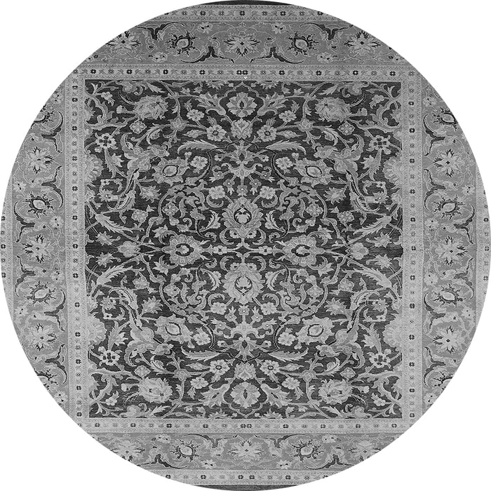Round Machine Washable Oriental Gray Industrial Rug, wshurb903gry