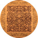 Round Machine Washable Oriental Orange Industrial Area Rugs, wshurb903org