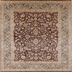 Square Mid-Century Modern Chestnut Brown Oriental Rug, urb903