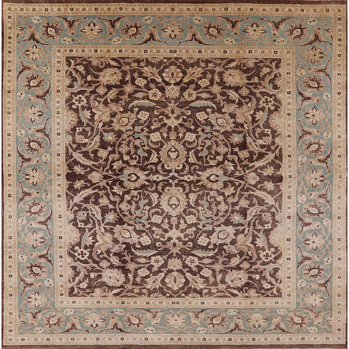Square Mid-Century Modern Chestnut Brown Oriental Rug, urb903