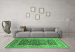 Machine Washable Oriental Emerald Green Industrial Area Rugs in a Living Room,, wshurb903emgrn