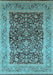 Machine Washable Oriental Light Blue Industrial Rug, wshurb903lblu