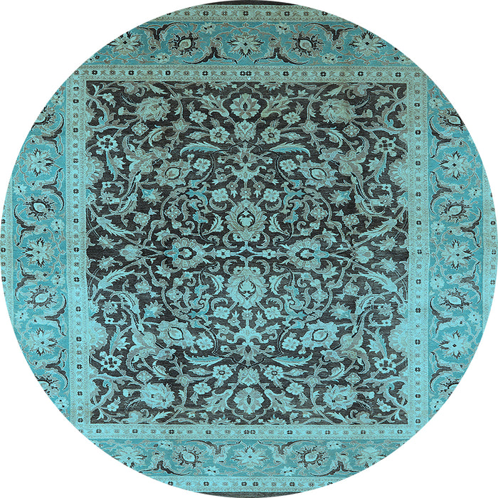 Round Oriental Light Blue Industrial Rug, urb903lblu