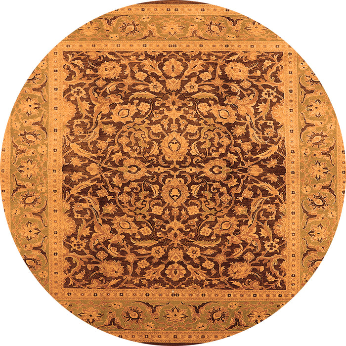 Round Oriental Orange Industrial Rug, urb903org