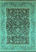 Machine Washable Oriental Turquoise Industrial Area Rugs, wshurb903turq