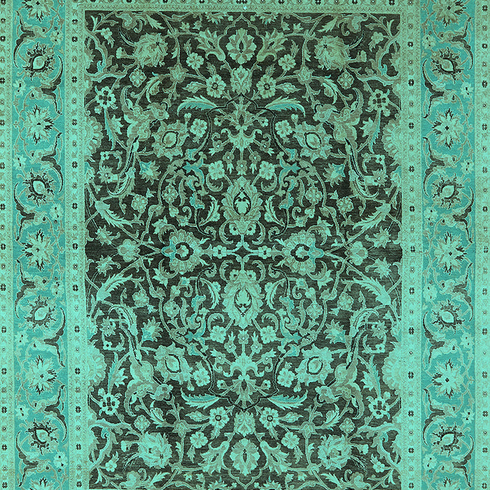 Machine Washable Oriental Turquoise Industrial Area Rugs, wshurb903turq