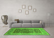 Machine Washable Oriental Green Industrial Area Rugs in a Living Room,, wshurb903grn