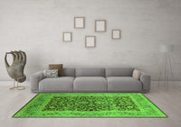 Machine Washable Oriental Green Industrial Rug, wshurb903grn