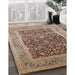 Mid-Century Modern Chestnut Brown Oriental Rug in Family Room, urb903