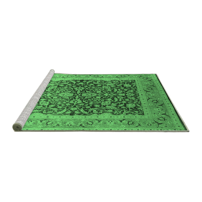 Sideview of Machine Washable Oriental Emerald Green Industrial Area Rugs, wshurb903emgrn
