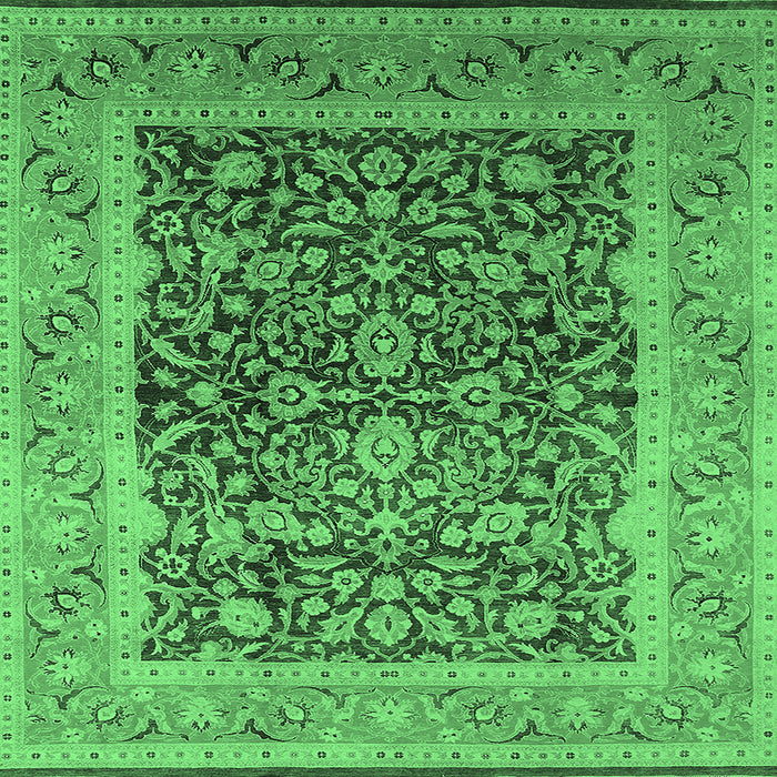 Square Machine Washable Oriental Emerald Green Industrial Area Rugs, wshurb903emgrn