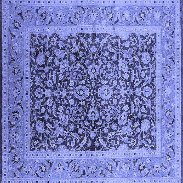 Square Machine Washable Oriental Blue Industrial Rug, wshurb903blu