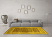 Machine Washable Oriental Yellow Industrial Rug in a Living Room, wshurb903yw