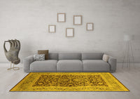 Machine Washable Oriental Yellow Industrial Rug, wshurb903yw