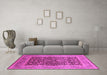 Machine Washable Oriental Pink Industrial Rug in a Living Room, wshurb903pnk