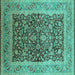 Square Oriental Turquoise Industrial Rug, urb903turq