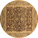 Round Oriental Brown Industrial Rug, urb903brn