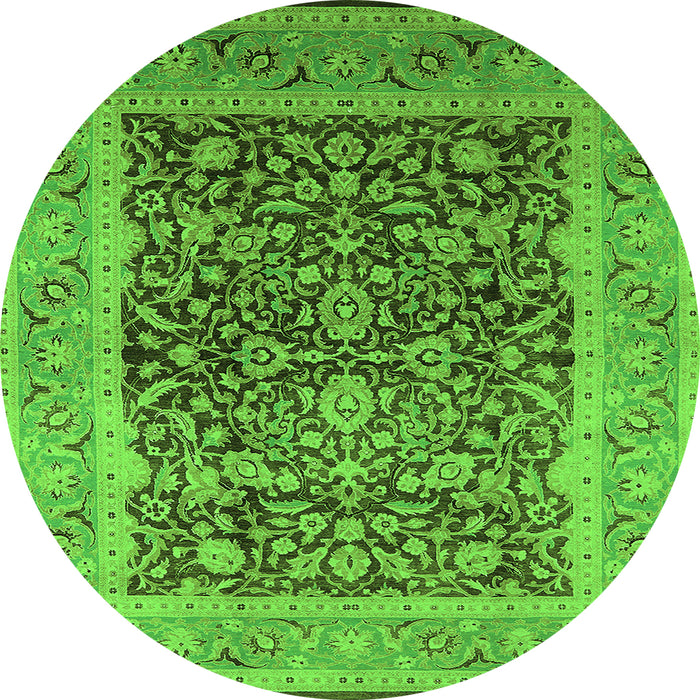 Round Oriental Green Industrial Rug, urb903grn