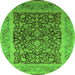 Round Oriental Green Industrial Rug, urb903grn