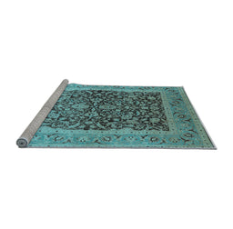 Sideview of Machine Washable Oriental Light Blue Industrial Rug, wshurb903lblu