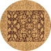 Round Machine Washable Oriental Brown Traditional Rug, wshurb904brn