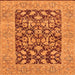 Square Machine Washable Oriental Orange Traditional Area Rugs, wshurb904org
