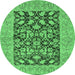 Round Oriental Emerald Green Traditional Rug, urb904emgrn
