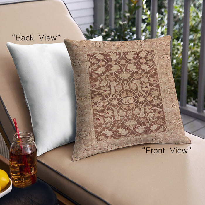Front View of Mid-Century Modern Urban Square Mahogany Brown Throw Pillow, 18 inch by 18 inch, pwurb904