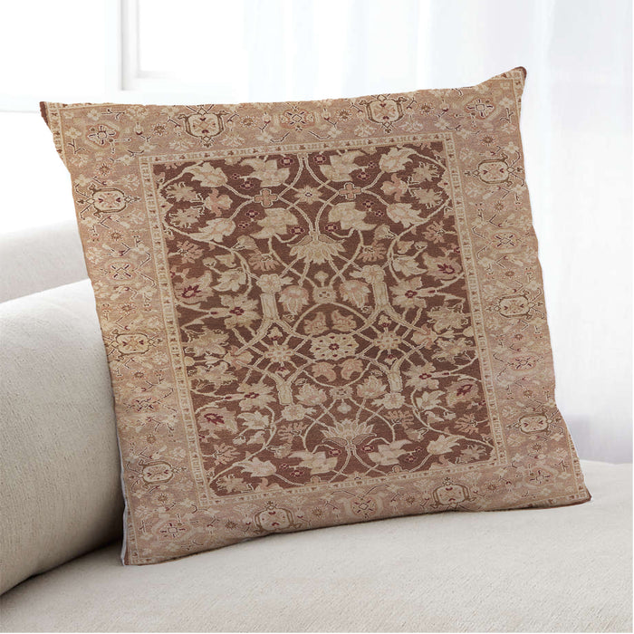Lifestyle Image of Mid-Century Modern Urban Square Mahogany Brown Throw Pillow, 18 inch by 18 inch, pwurb904