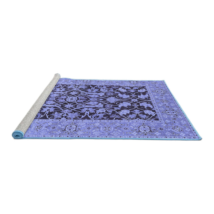 Sideview of Machine Washable Oriental Blue Traditional Rug, wshurb904blu