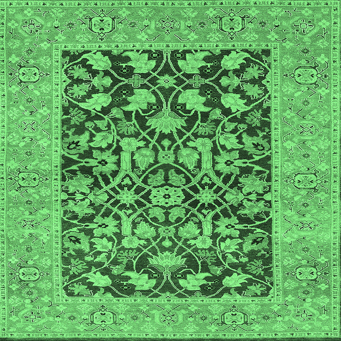 Square Oriental Emerald Green Traditional Rug, urb904emgrn