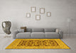Machine Washable Oriental Yellow Traditional Rug in a Living Room, wshurb904yw