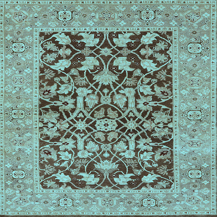 Square Machine Washable Oriental Light Blue Traditional Rug, wshurb904lblu